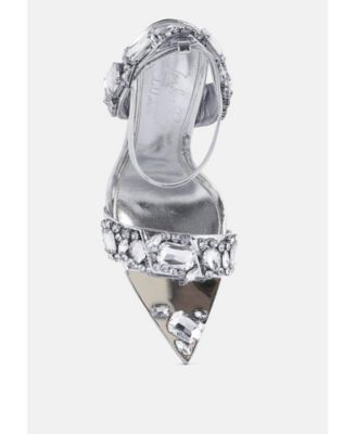 Womens Blingy Diamante Embellished Stiletto Sandals