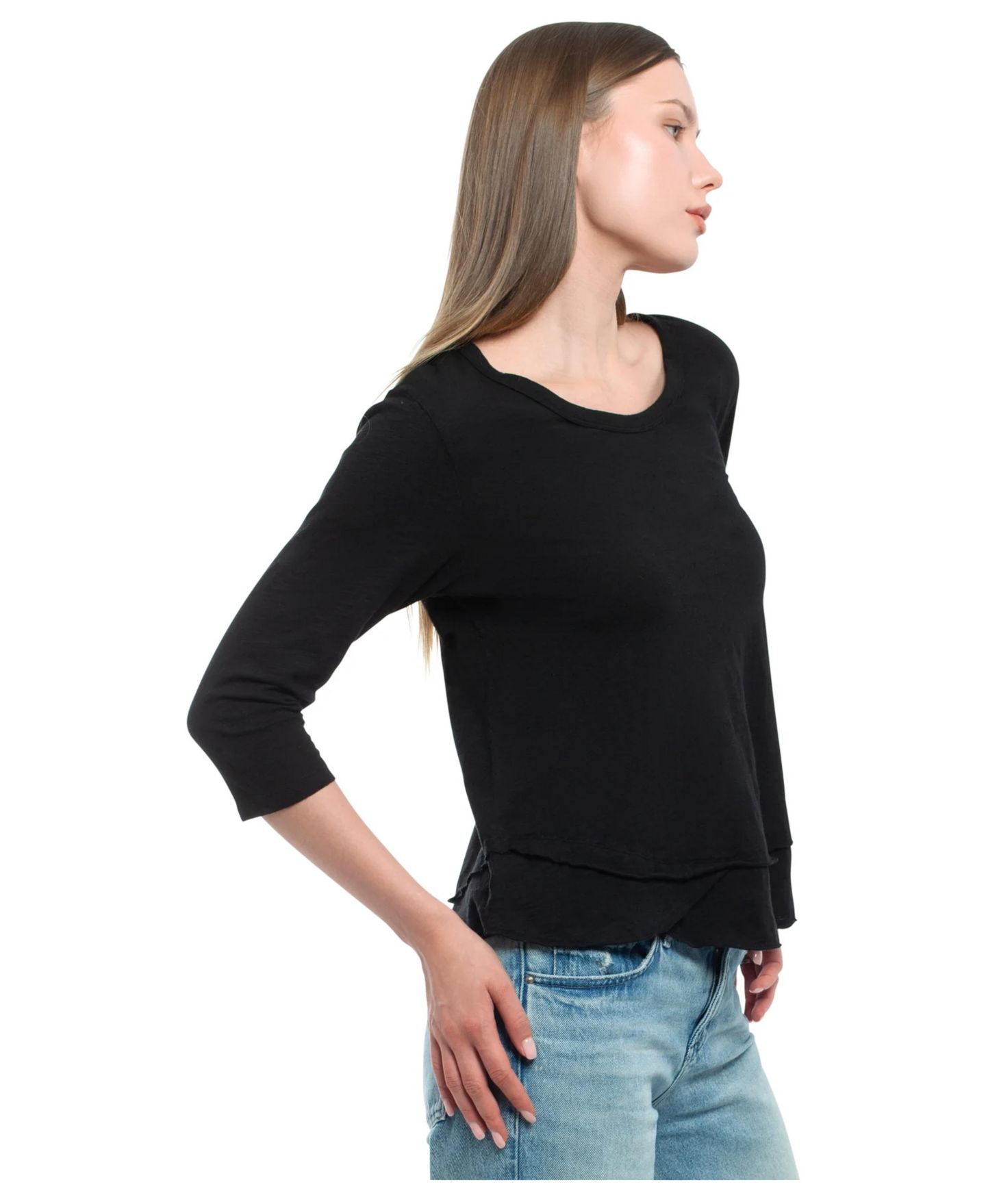 Женская футболка WILT Sleeve Mock Layer, цвет: Чёрный — фото 4