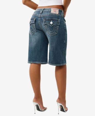 Women's Baggy Denim Big T Flap Jort Shorts