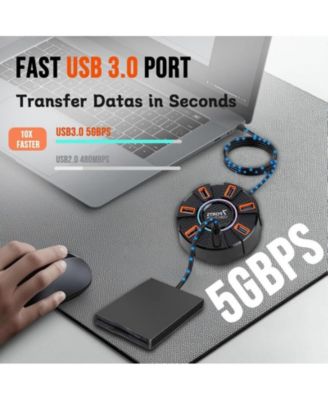 USB Hub 7 Ports - Multiport USB A 3.0 Hub Splitter,USB Adapter Extender for Laptop, Desktop, PC, Console