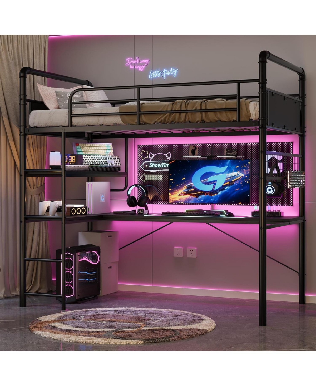 gaomon Led Bed Frame with Storage Headboard & Drawers - No Box Spring Needed