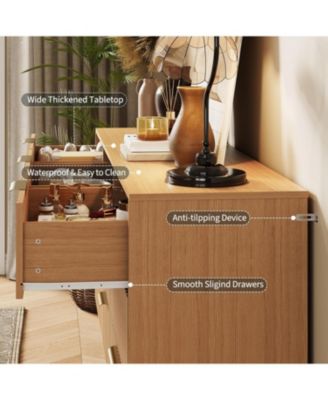 Fluted 9 Drawer Dresser, 63" Wide Modern Wooden Chest with Metal Handles