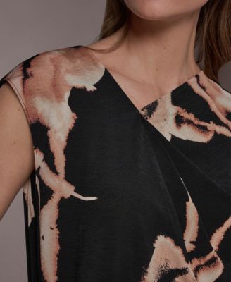 Women's Printed Asymmetric Neck Top