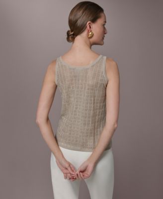 Women's Grid Pattern Sleeveless Sweater