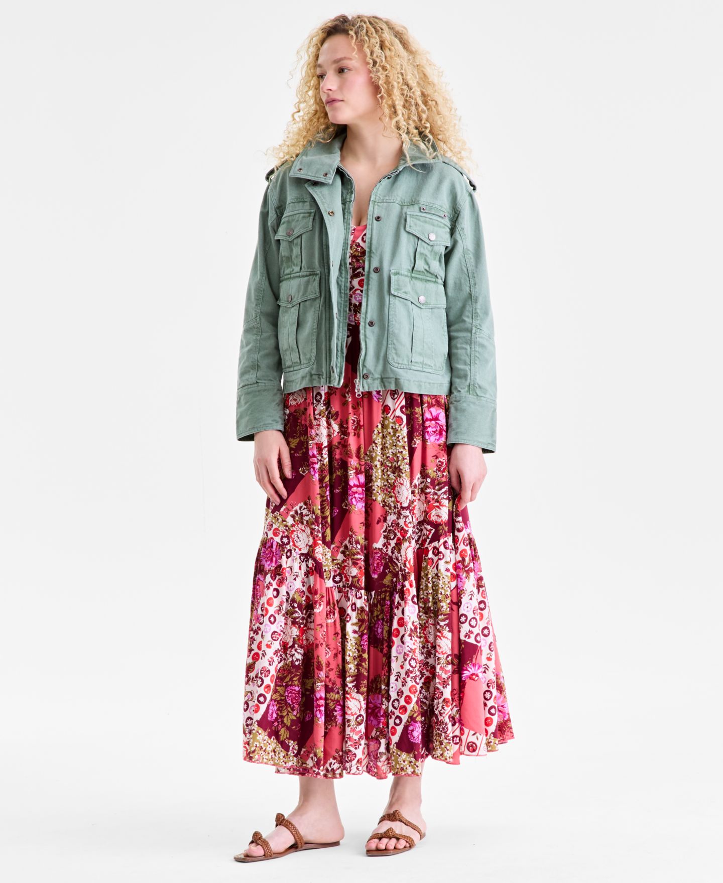 Женская куртка Free People Kali Snap-Front Washed, цвет: Тёмно-зелёный — фото 2
