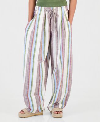 Juniors' Striped Wide-Leg Pants