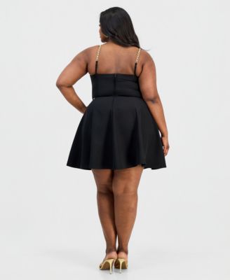 Trendy Plus Size Chain-Strap Fit & Flare Dress