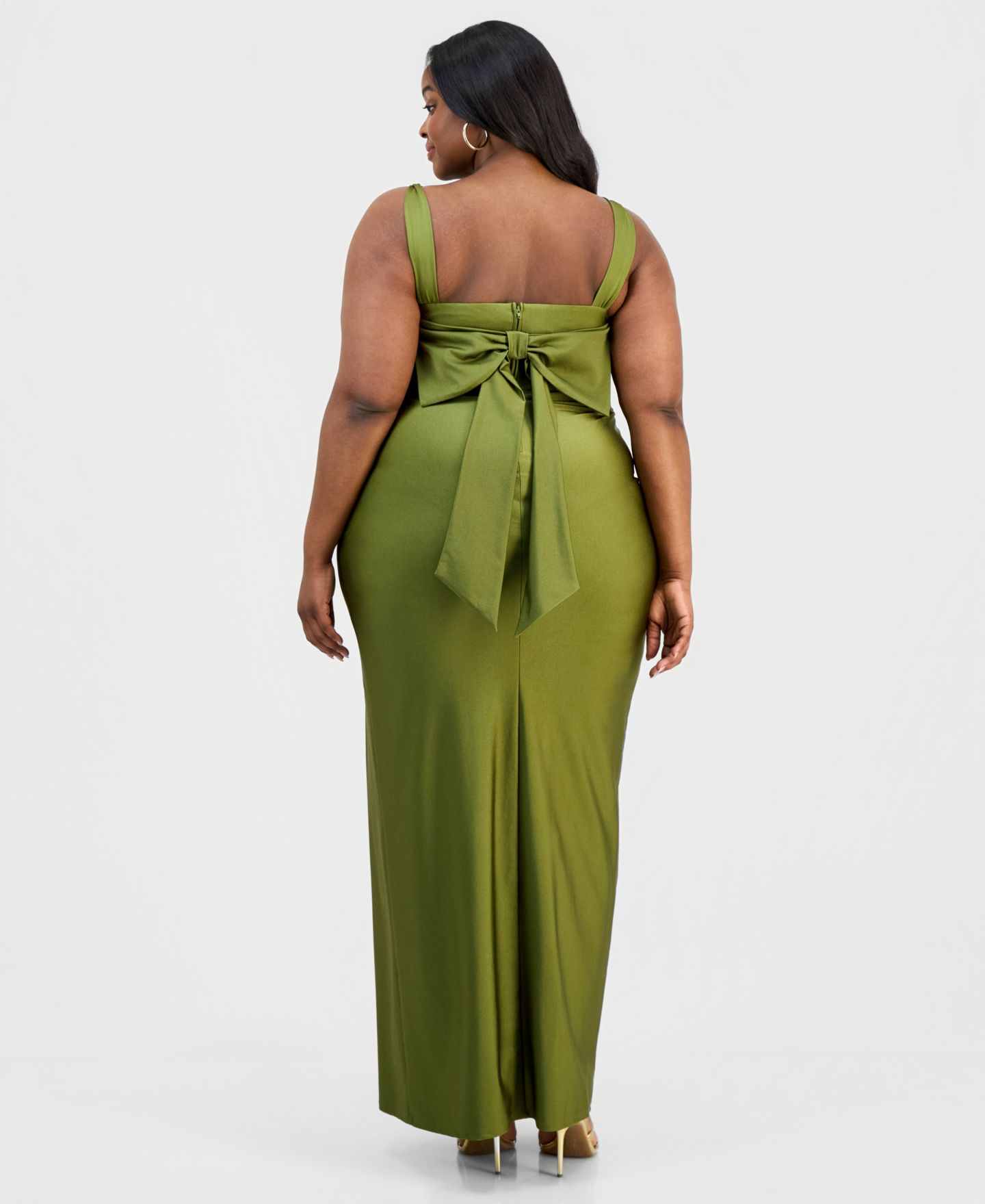 Женское платье SENI & CADE Trendy Plus Size Sateen Bow-Back, цвет: Оливковый — фото 4