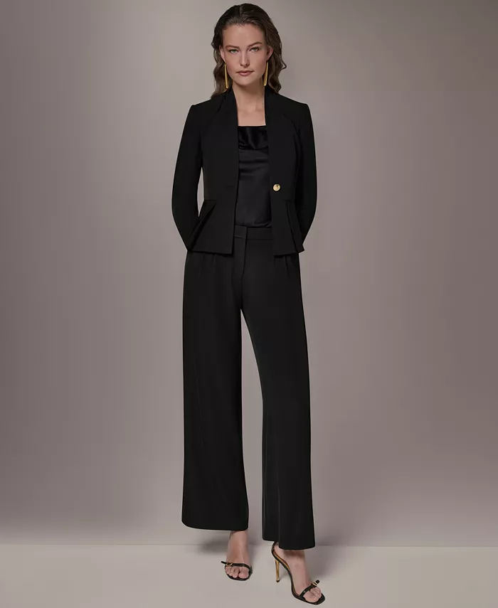 Petite Collarless One Button Blazer - thumbnail 2