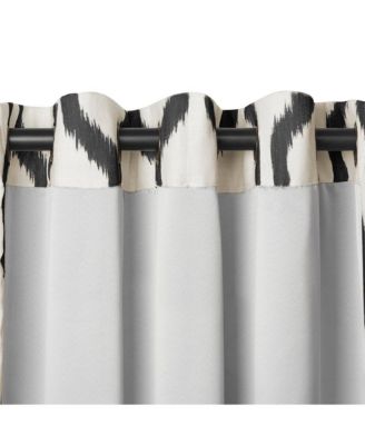 Renzo Ikat Geometric Linen Room Darkening Window Curtain