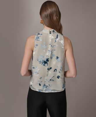 Petite Flocked Floral Top