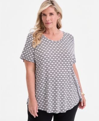 Plus Size Lattice Play Scoop-Neck T-Shirt