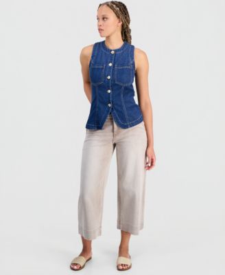 Juniors' Weekender Cropped Wide Leg Jeans