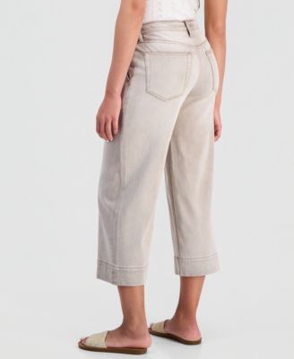 Juniors' Weekender Cropped Wide Leg Jeans