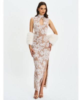 Women's Tavia Beaded Teardrop Neckline Maxi Dress