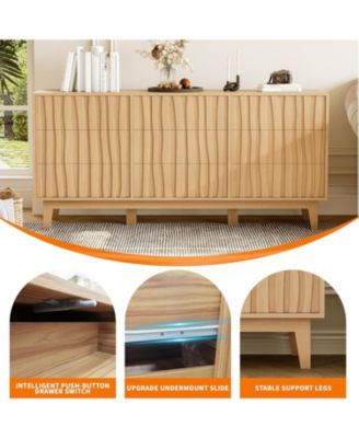 Fluted 9 Drawer Dresser, Modern Wooden Chest & Freestanding Storage Cabinet for Bedroom