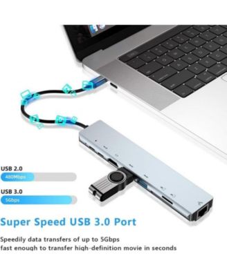 8 in 1 USB C Hub Multiport Adapter- Laptop Docking Station Hub, for MacBook, HP, XPS, ChromeBook, Surface, PC, etc