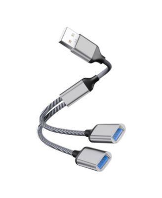 1-to-2 USB Hub, High-Speed Data Transfer, Compact Portable Adapter for Laptop/Car, Ideal for Travelers,Car Owners