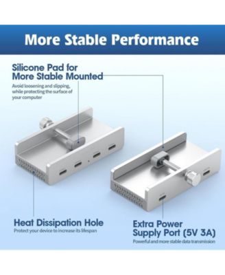 4-Port USB C Clamp Hub- Non-Slip Adjustable Design, for Office/Home, Ideal for Laptop & Desktop Users