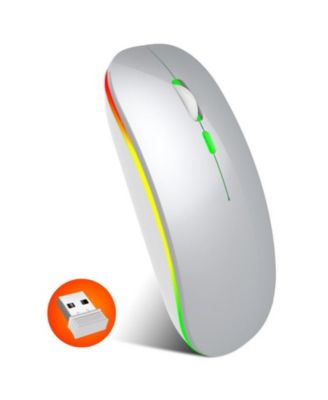 Dual-Mode Wireless Mouse: 2.4G/Bluetooth,Color Glow, Silent & 3-Speed DPI for Office/Design, Slim Easy-to-Use for Professionals/Students