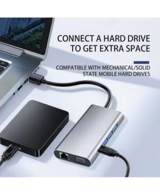 11-in-1 USB-C Hub, 4K UHD HDMI Display, Type C PD, USB 3.0, RJ45 Ethernet, SD/TF Card Reader,for Home Office, Travel