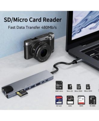 8 in 1 USBC Dongle with 4K HDMI, RJ45 Ethernet, 100W PD Charging, USB 3.0, SD/TF Card Reader,for MacBook Pro/Air, and Other Type C Devices