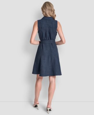 Women's Sleeveless Button-Front Shirt Dress