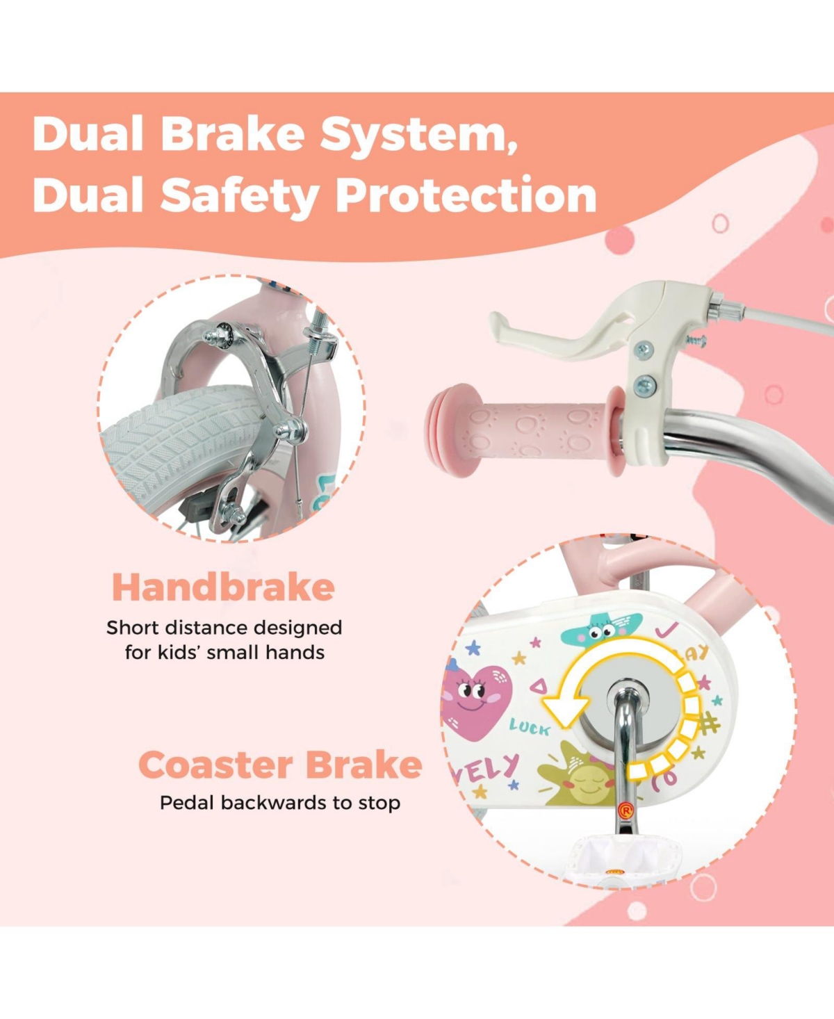 Mecale Kids Bike Adjustable for 3-8 Years Old Children - Stars & Moon