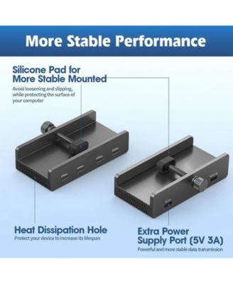 4-Port USB C Clamp Hub- Non-Slip Adjustable Design, for Office/Home, Ideal for Laptop & Desktop Users