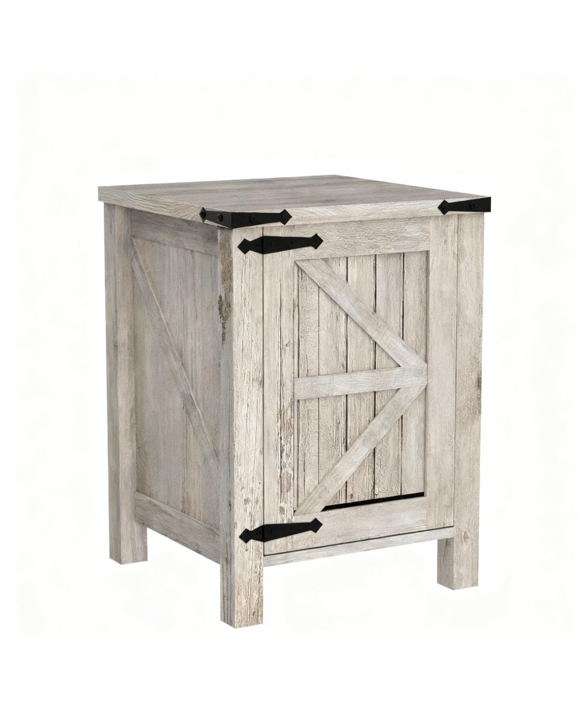 Yigii Farmhouse Barn Door Bedside locker with Charging Station - Rustic Wood