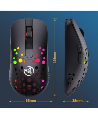 Dual-Mode Wireless Gaming Mouse, Hollow Hole Design, 10000 DPI Adjustable, 10 RGB Lighting Modes, 550mAh Rechargeable