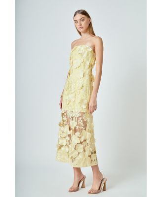 Women's Strapless Floral Embroidered Maxi Dress