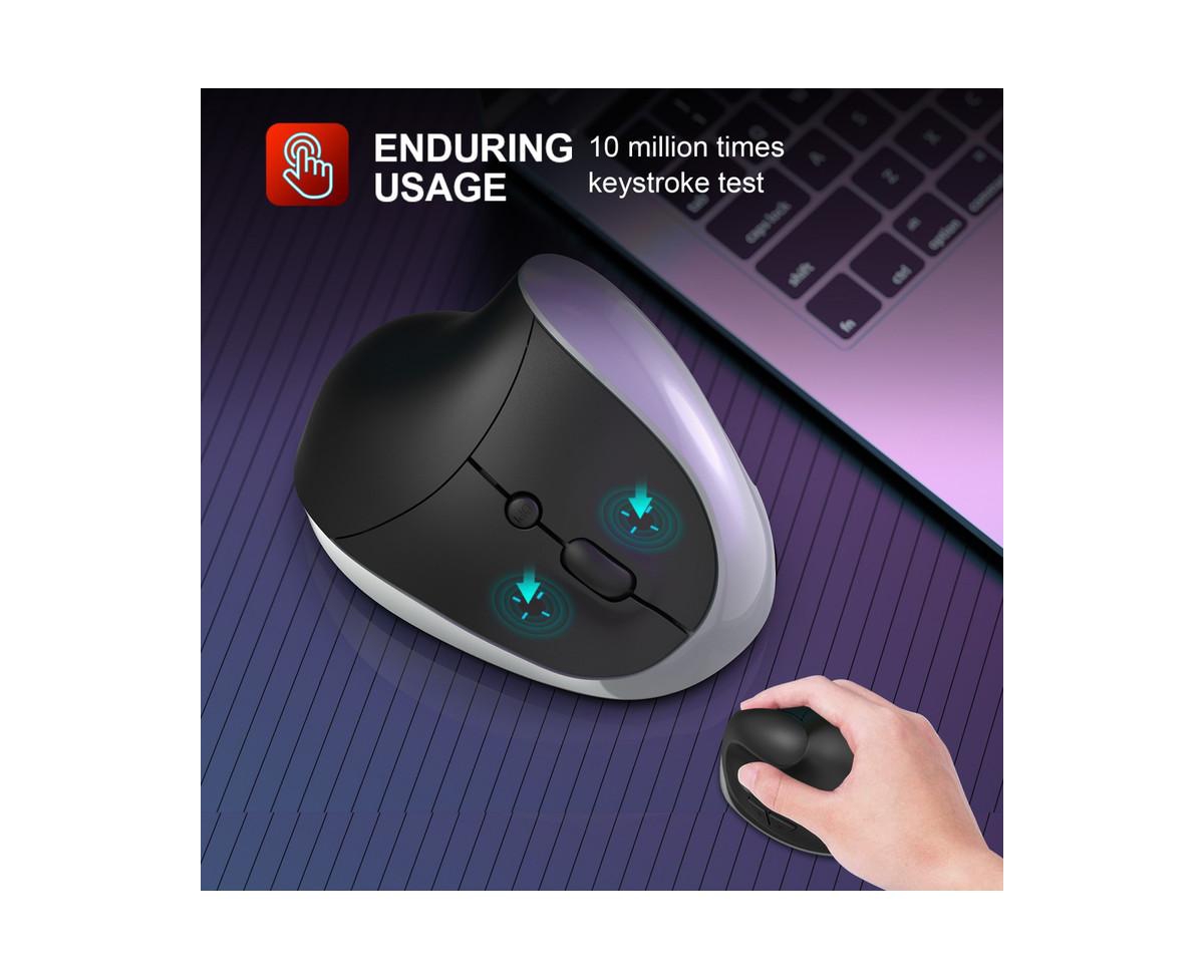Risokeys 2.4G Wireless Ergonomic Vertical Mouse, 6 Buttons 3 Dpi Levels, Silent Click for Carpal, Comfortable Grip for Office, Gaming, Pc, Mac