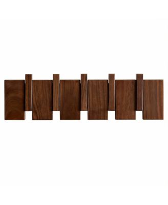 Natural Wood Coat Rack with Piano Keys Design - 6 Hooks for Home Decor