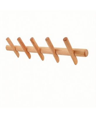 Natural Beech Wood Coat Rack - 5 Hooks, Sturdy, Easy to Assemble