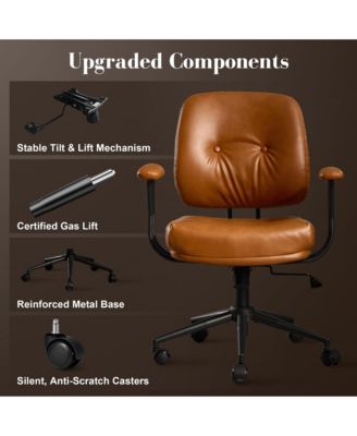 Ergonomic Mid Back Swivel Office Chair, Extra Wide Comfy Desk Chair with Lumbar Support, Height Adjustable Home Office Task Chair