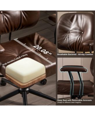 Ergonomic Mid Back Swivel Office Chair, Extra Wide Comfy Desk Chair with Lumbar Support, Height Adjustable Home Office Task Chair