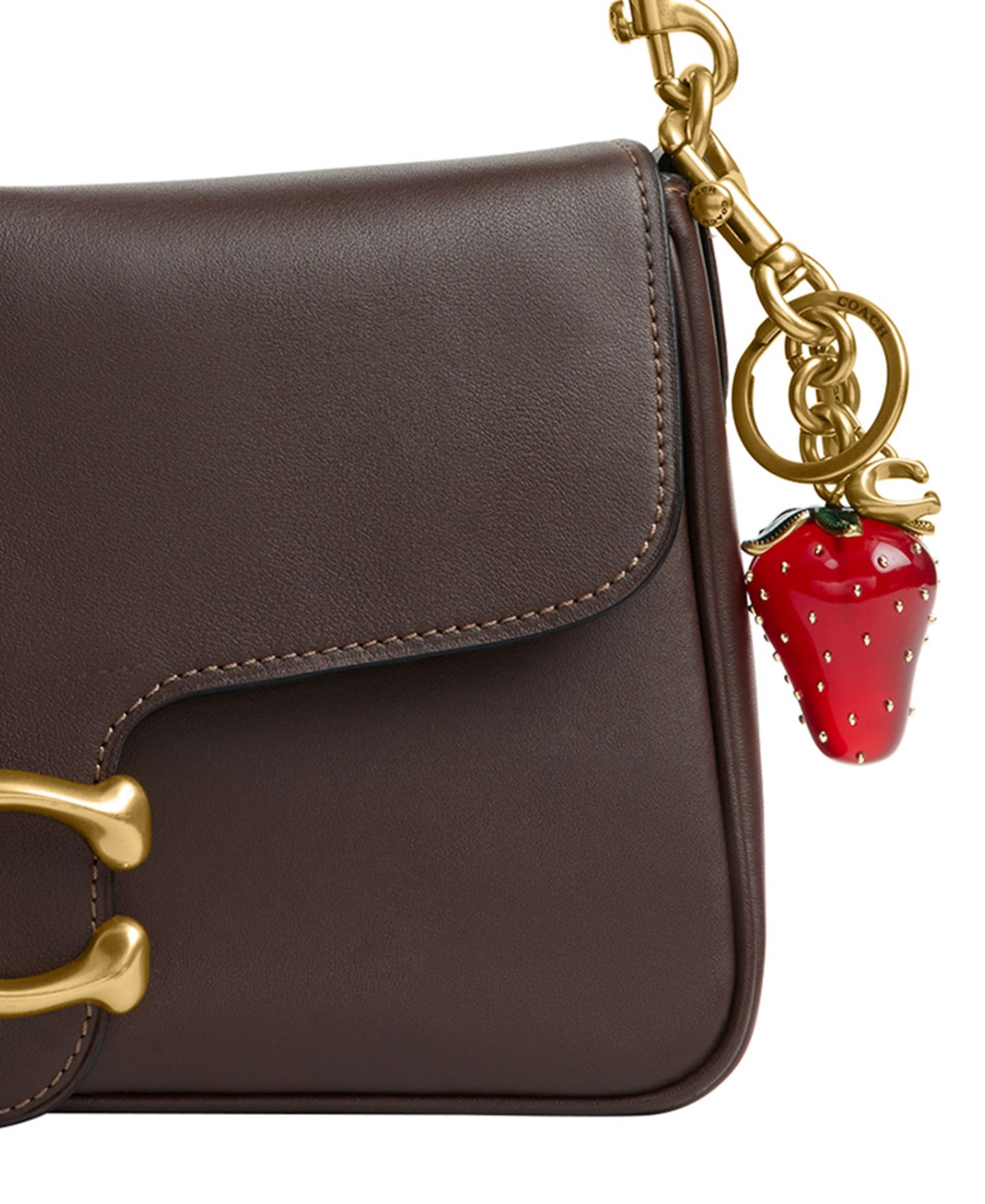 Женский брелок COACH Strawberry Bag Charm, цвет: Латунный / Красный — фото 3