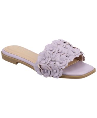 Women's Azalea Embellished Square Toe Floral Flat Sandals