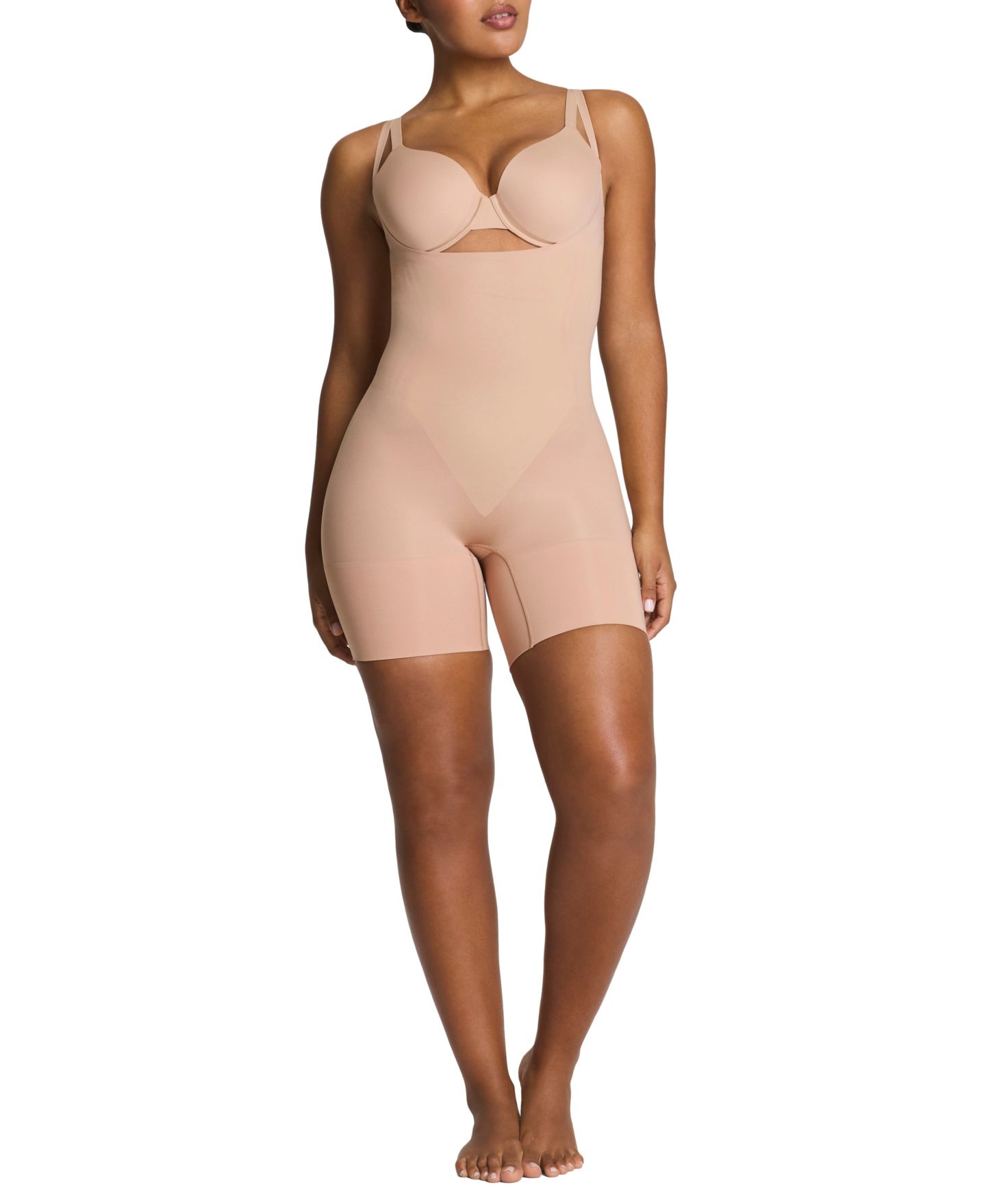 Боди GoFigure Open-Bust Mid-Thigh — Spanx, цвет: Chai — фото 1
