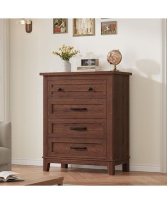4 Dresser for Bedroom, 34.8" Tall Vertical Drawer Dresser with Large Storage, Freestanding Wooden Closet Chest for Bedroom, Living Room, Black