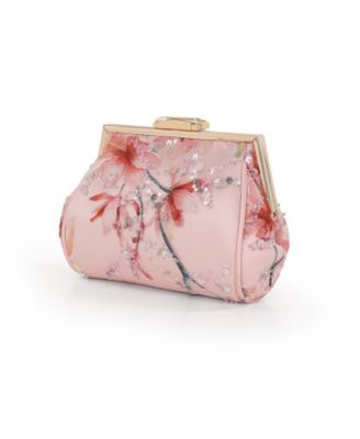 Woman's Flora Floral Embroidered and Sequin Signature Pouch Clutch