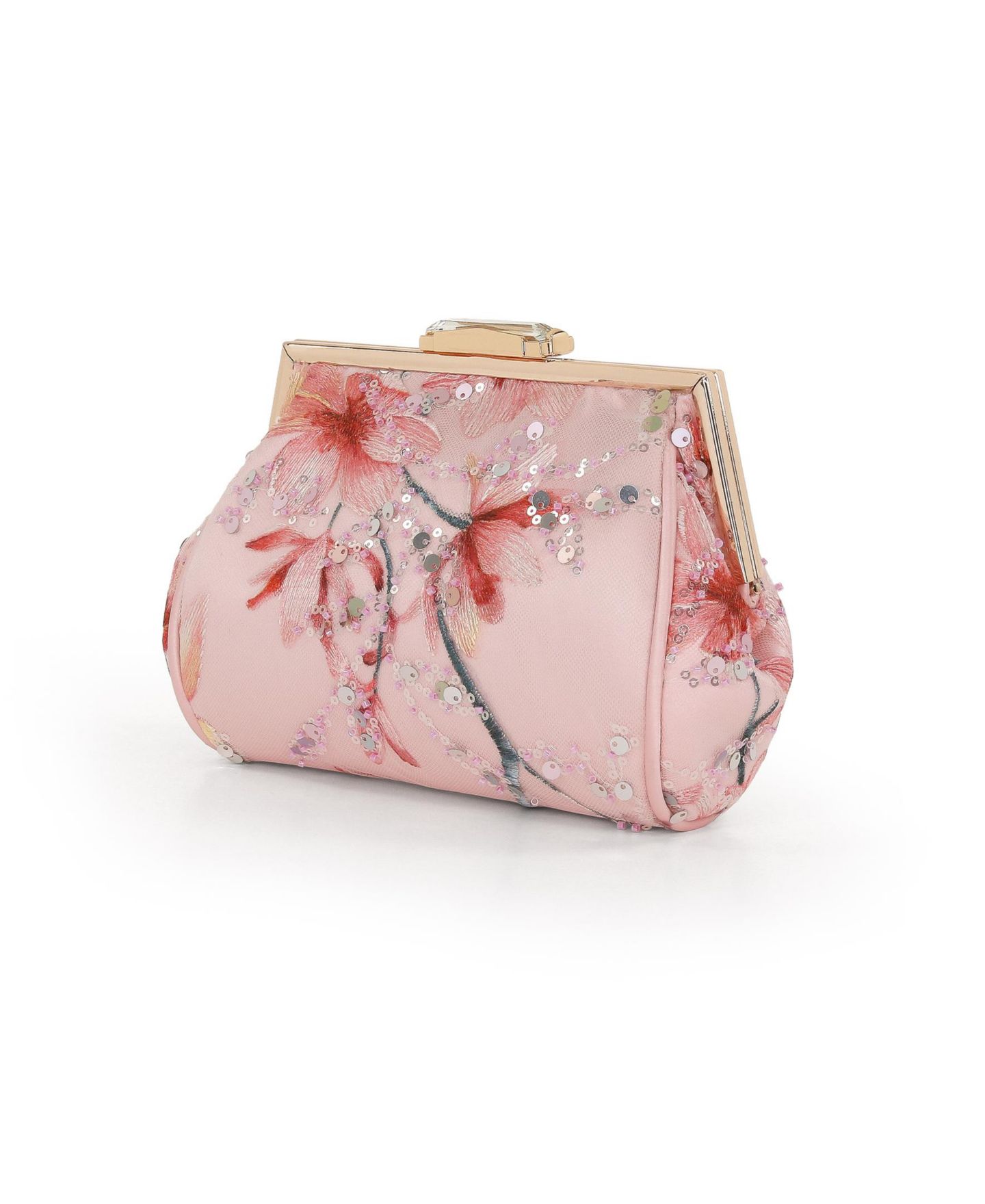 Женский клатч Jewel Badgley Mischka Flora Floral Embroidered and Sequin Signature Pouch Clutch, цвет: Пудровый — фото 2