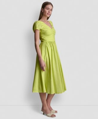 Women's V-Neck Puff-Sleeve Dress