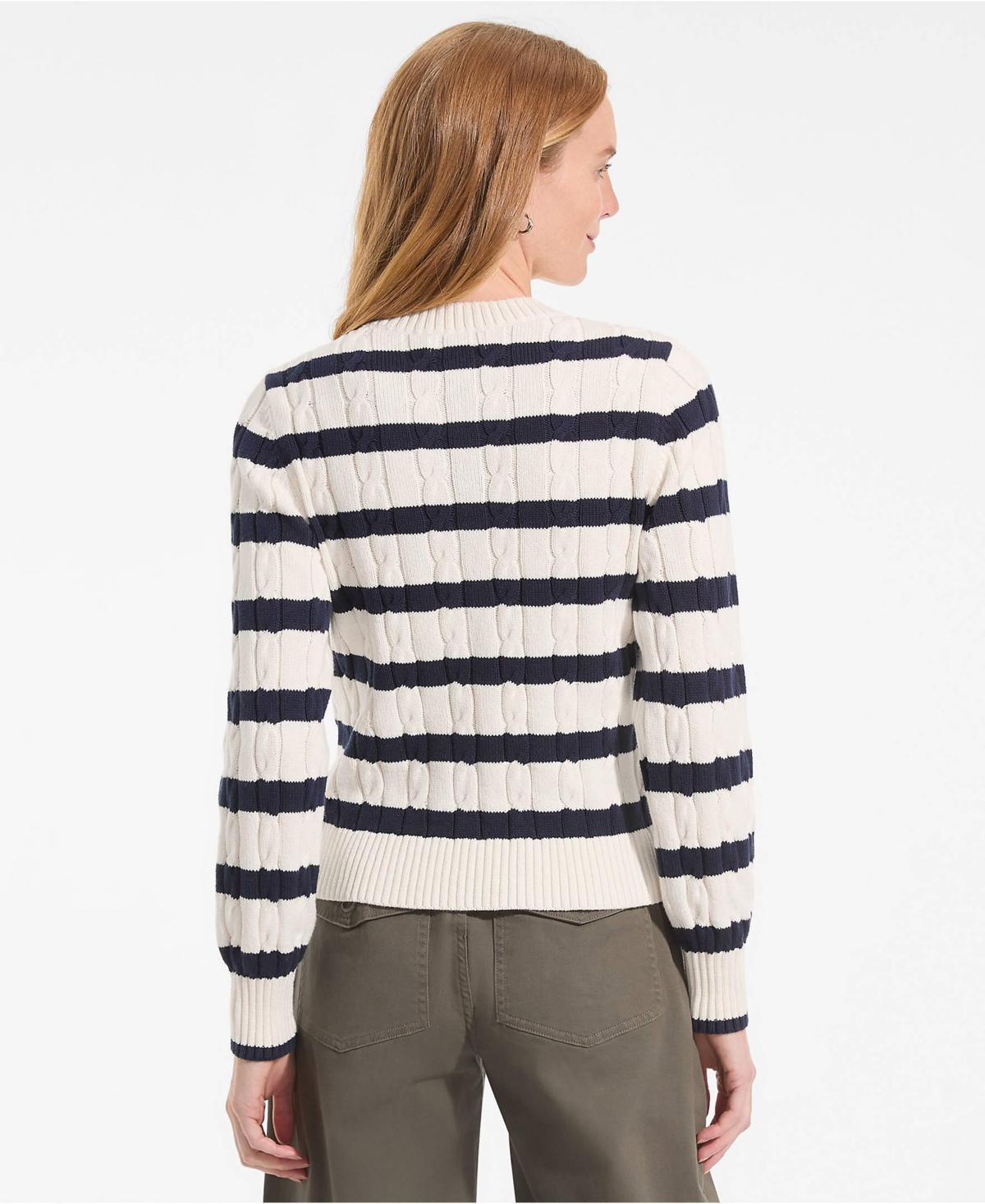 Lands' End Women's Drifter Classic Cable Crew Neck Cardigan Sweater