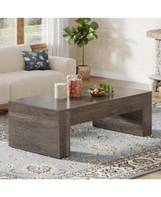 51-Inch Rectangular Coffee Table for Living Room, Farmhouse Accent Center Cocktail Tea Table with Sturdy Base, Vintage Tea Furniture
