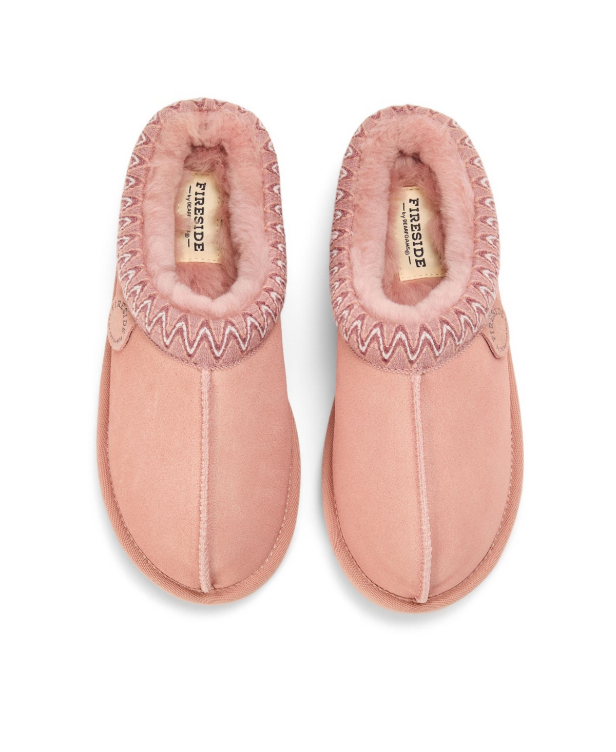 Dearfoams Women's Greta Genuine Shearling Clog Slipper with Embroidery