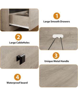 70" TV Stand for 80" TVs, Mid-Century Entertainment Center with Drawer and Open Shelves