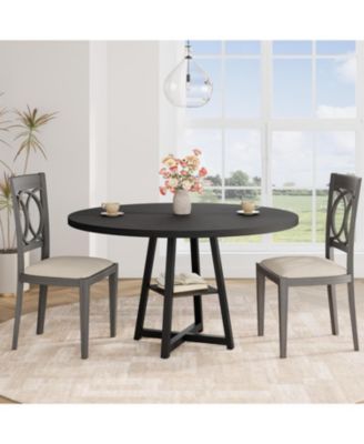 Kitchen Table Industrial Round Dining Table Set for 4 to 6 Dinner Table