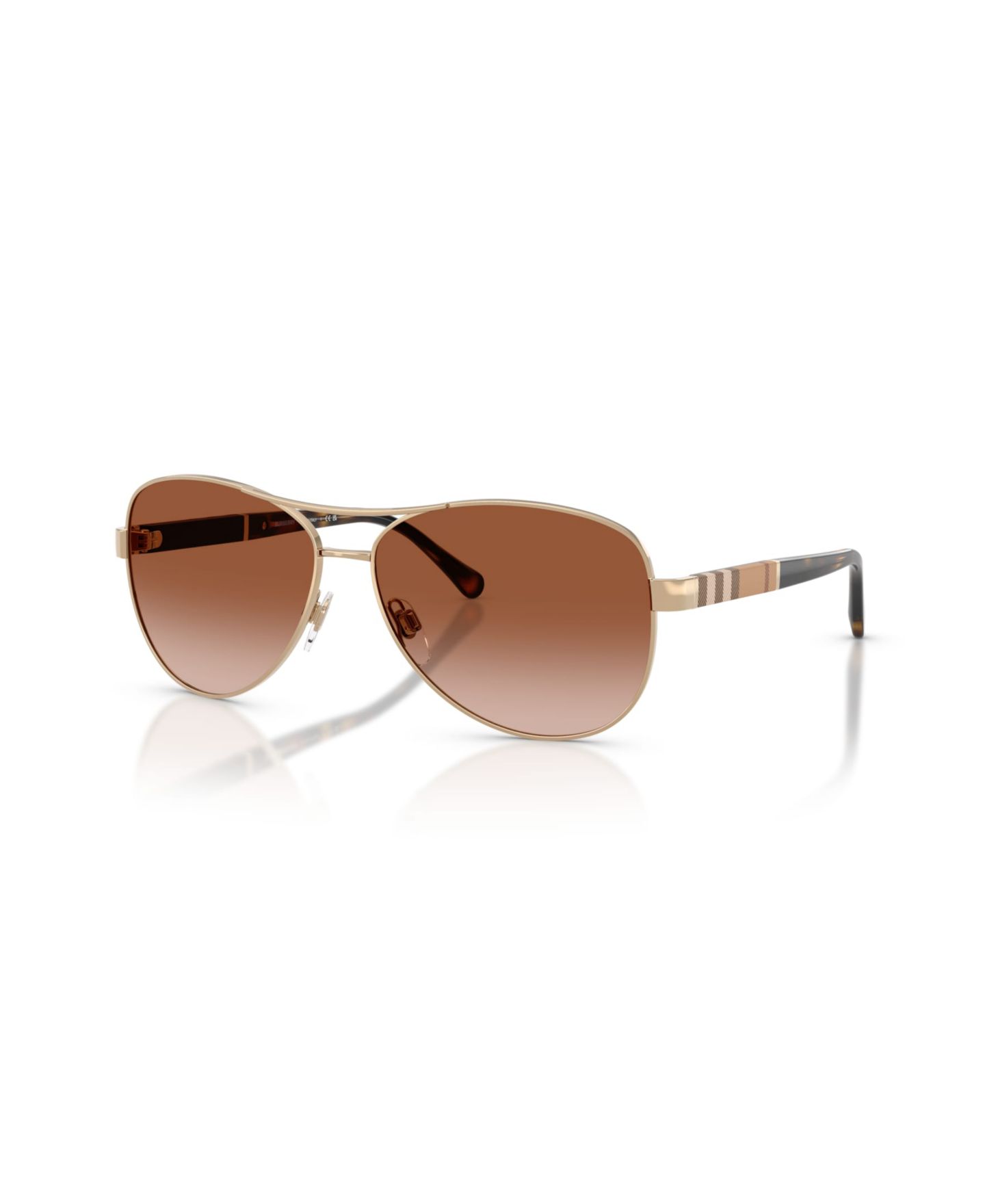 Женские солнцезащитные очки Burberry Pilot Sunglasses, BE3080, цвет: Светлый золотой — фото 1
